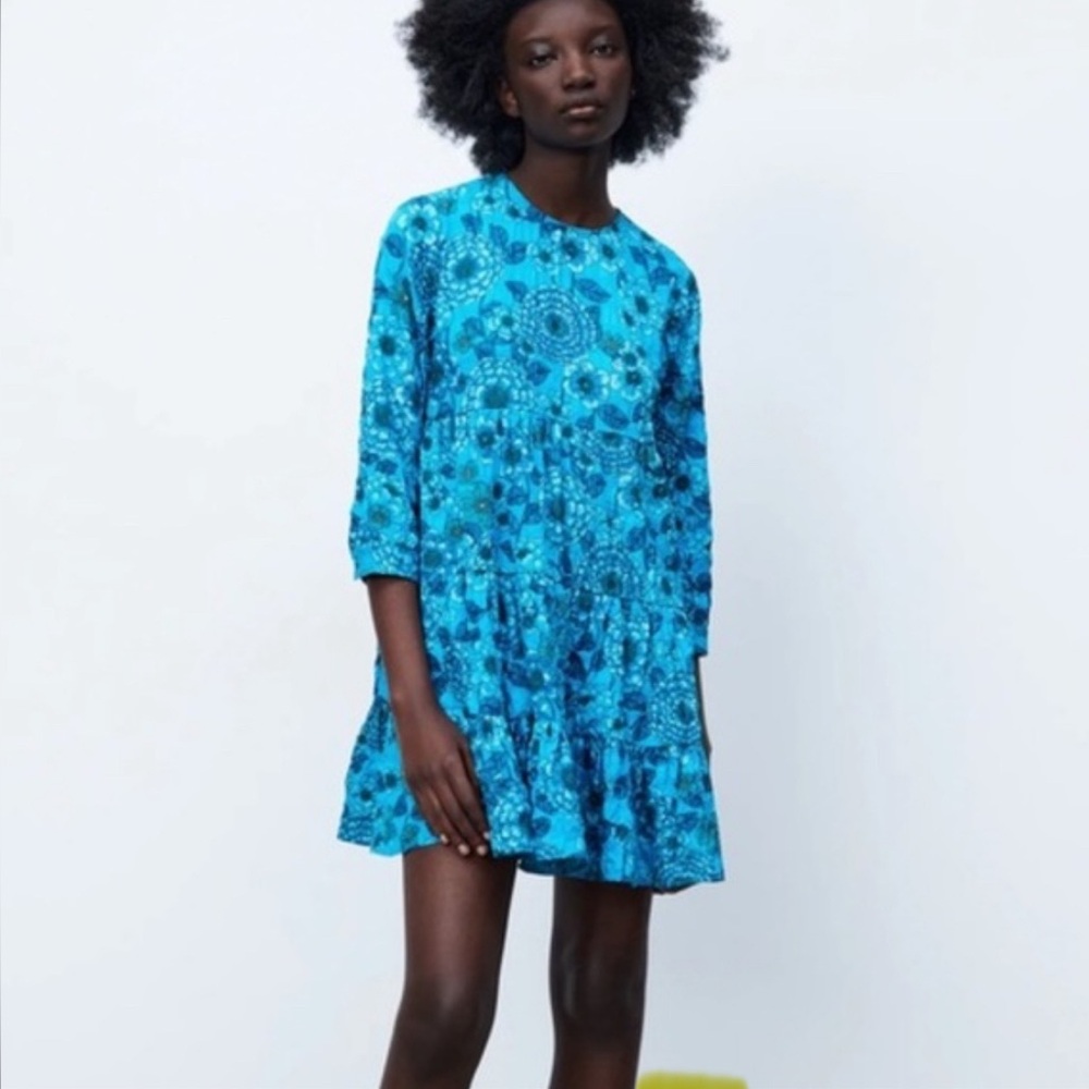 Zara Blue Bishop Sleeve Sundress